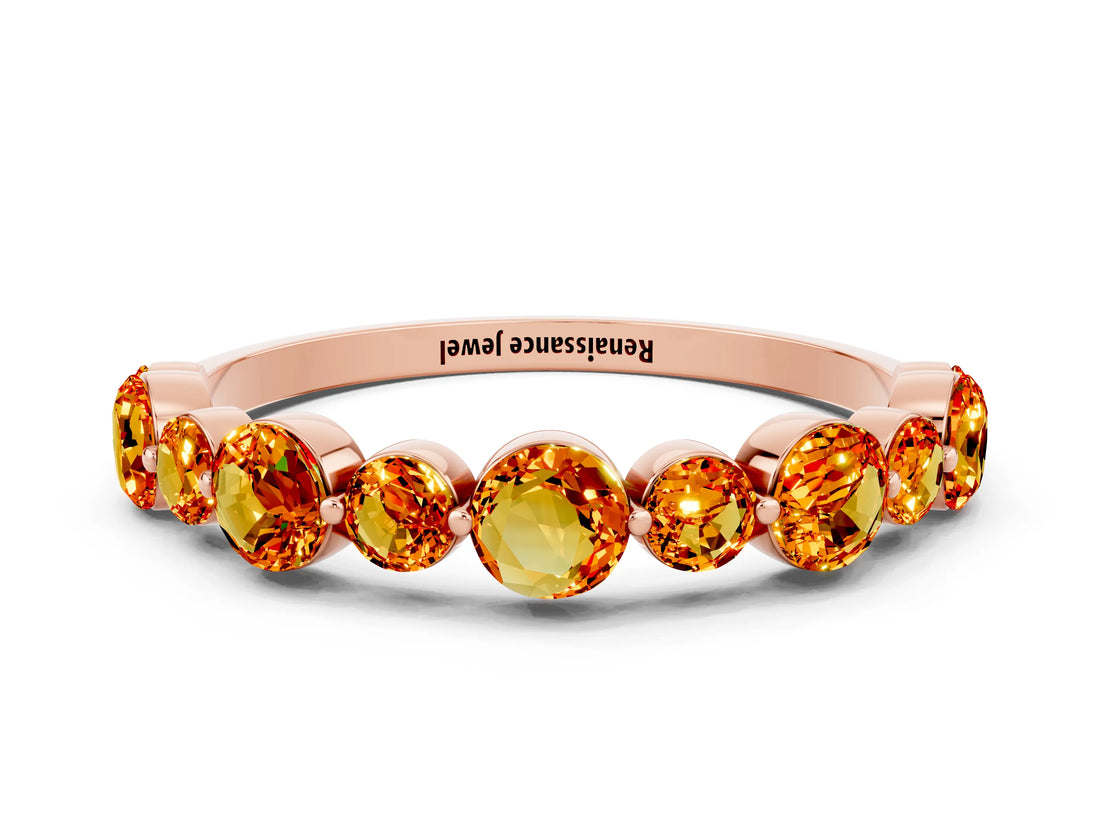 Rose gold Round Citrine Scalloped Prong Set Eternity Band_18