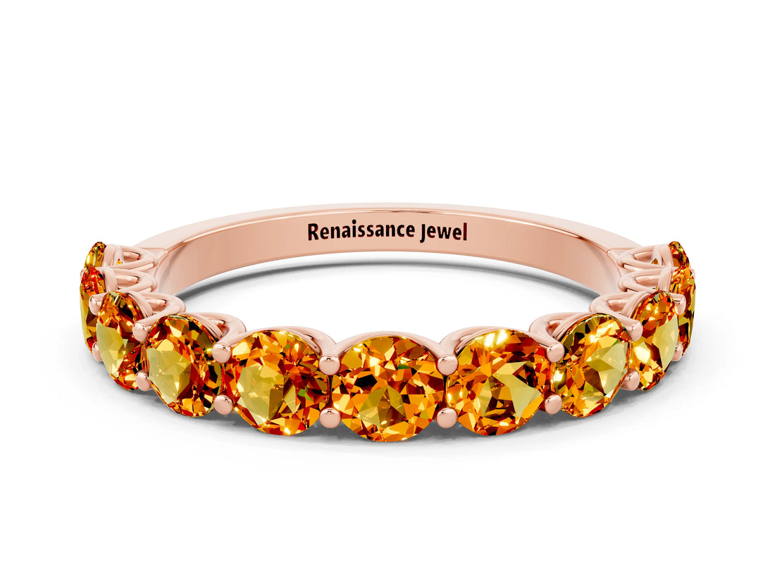 Rose gold Round Citrine Shared Prong Eternity Band_6