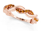 Rose gold Round Citrine Twist Eternity Band with Pavé Setting_7