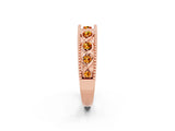 Rose gold Round Citrine Twist Milgrain Band with Bezel Setting_14