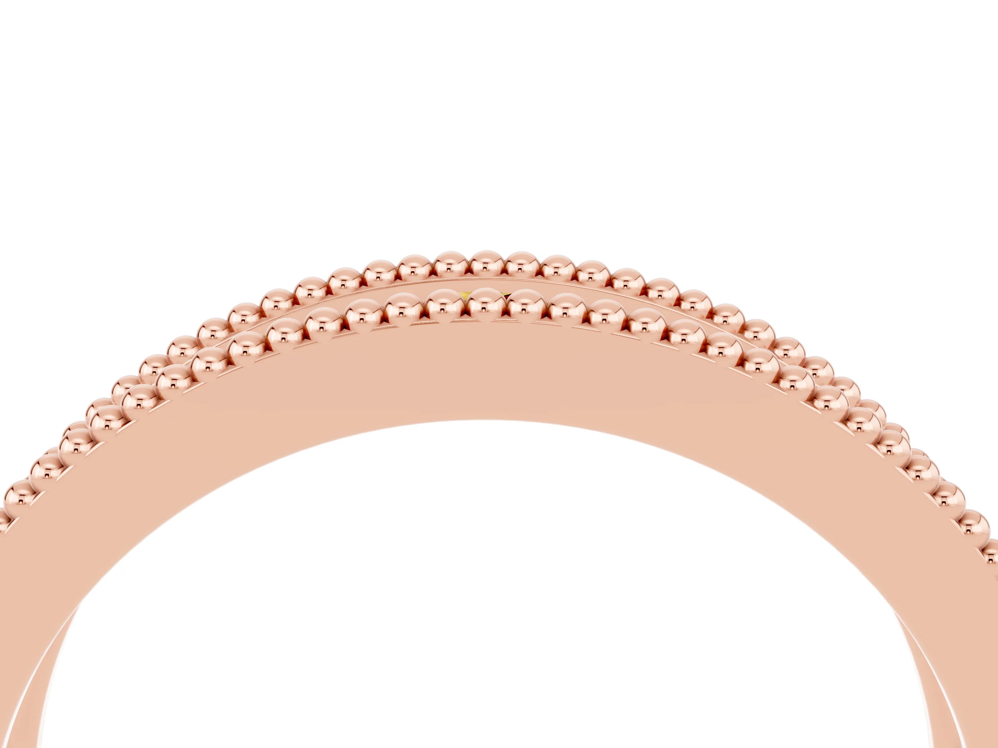 Rose gold Round Citrine Twist Milgrain Band with Bezel Setting_16