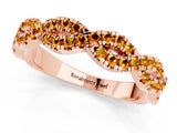 Rose gold Round Citrine Twisted Eternity Band with Pavé and Shared Prong Setting_19