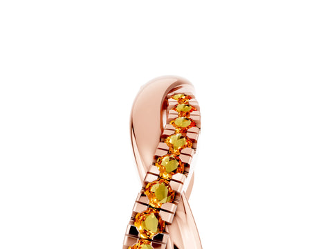 Rose gold Round Citrine Twisted Infinity Band with Prong Setting_11