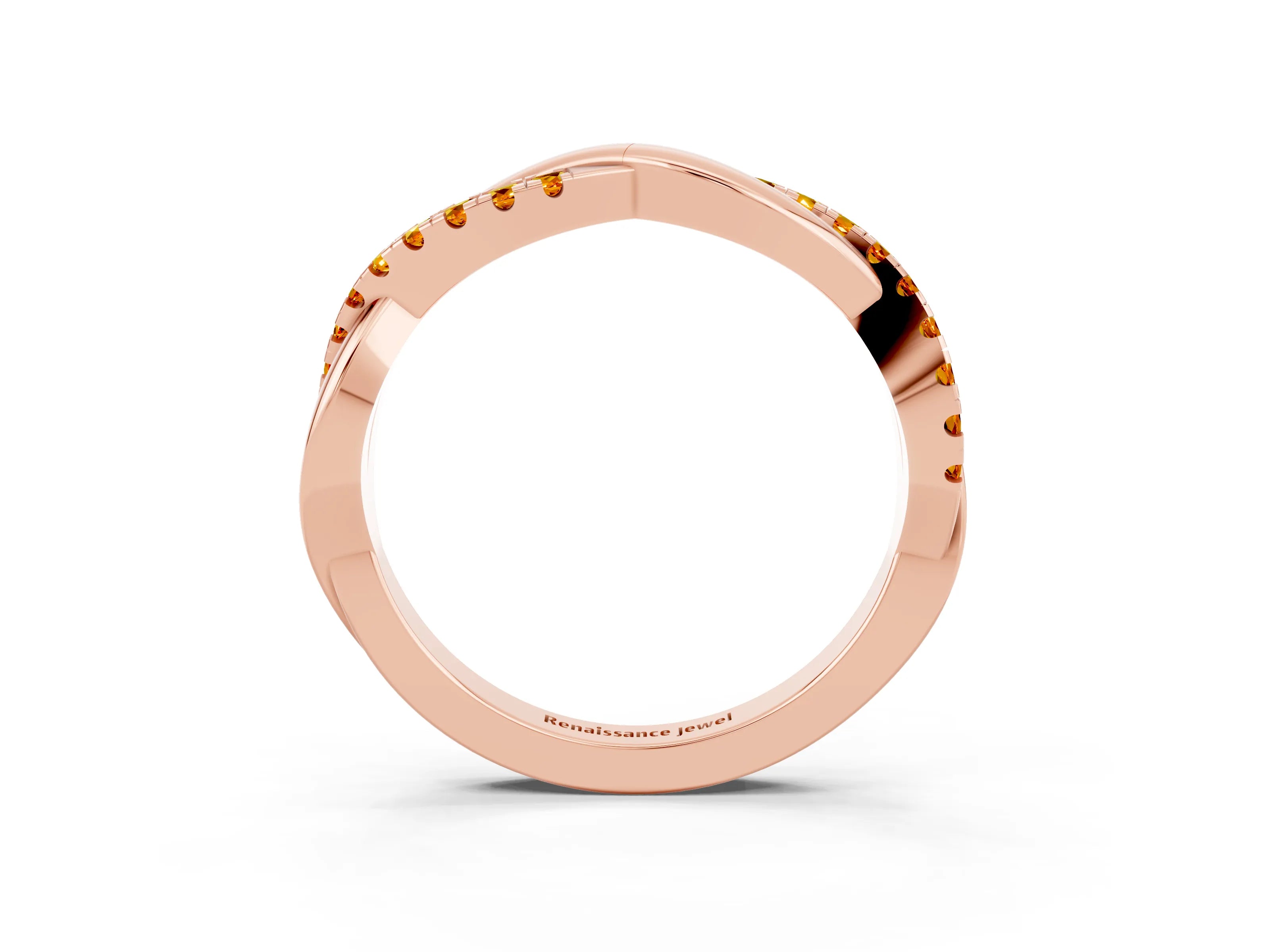 Rose gold Round Citrine Twisted Infinity Band with Prong Setting_9