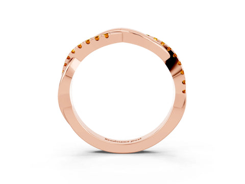 Rose gold Round Citrine Twisted Infinity Band with Prong Setting_9
