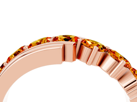 Rose gold Round Citrine Wave Band with Channel and Shared Prong Setting_22