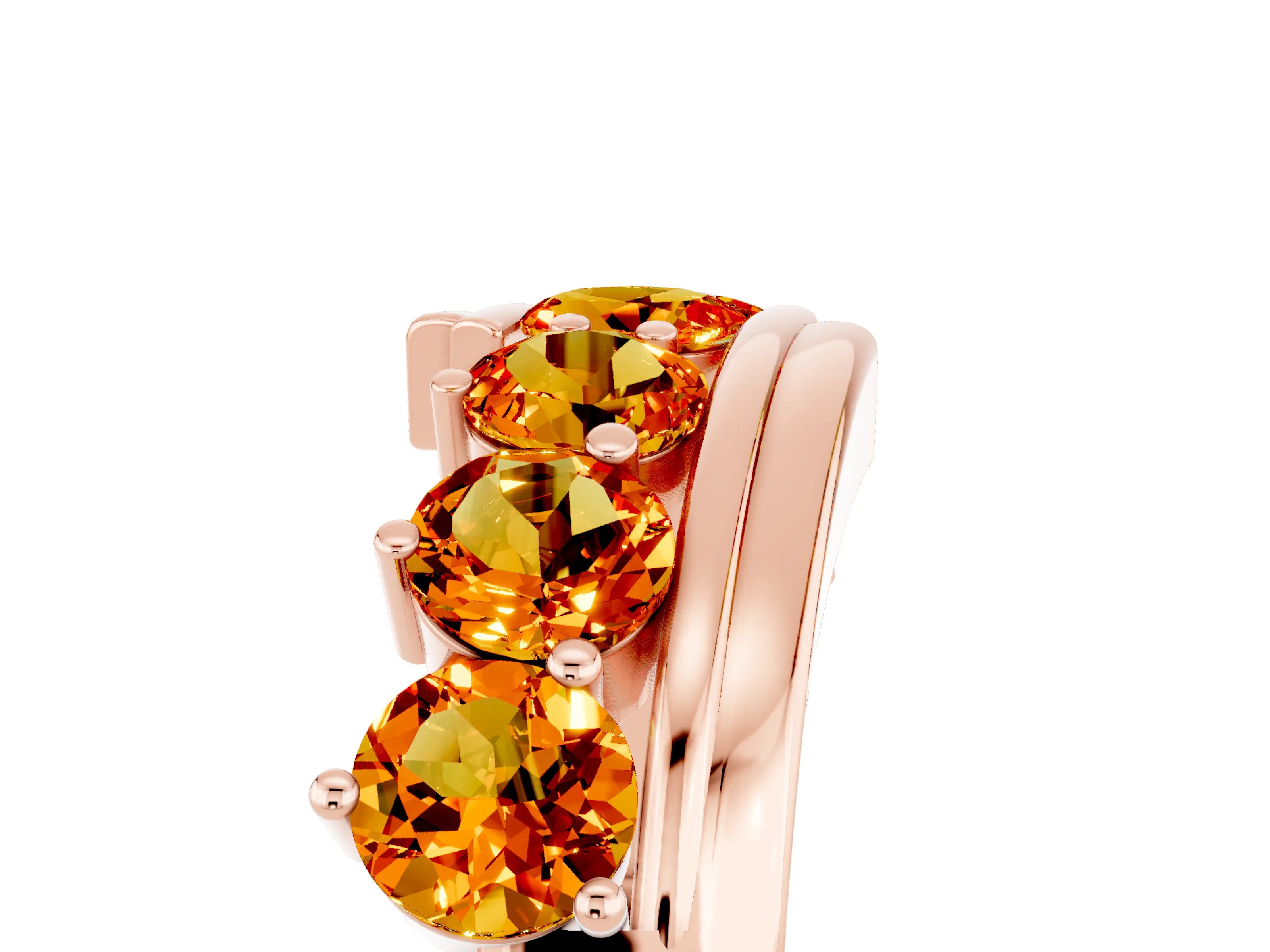 Rose gold Round Citrine Wave Band with Channel and Shared Prong Setting_23