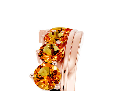 Rose gold Round Citrine Wave Band with Channel and Shared Prong Setting_23