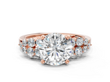 Rose gold Round Cluster Diamond Engagement Ring with Pavé Band and Four-Prong Setting_67