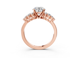 Rose gold Round Cluster Diamond Engagement Ring with Pavé Band and Four-Prong Setting_70