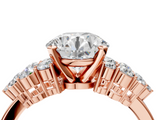 Rose gold Round Cluster Diamond Engagement Ring with Pavé Band and Four-Prong Setting_71