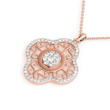 Rose gold Round Cluster Diamond Pendant with Pavé and Scroll Prong Setting 1