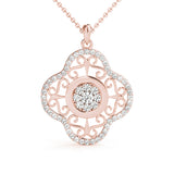 Rose gold Round Cluster Diamond Pendant with Pavé and Scroll Prong Setting