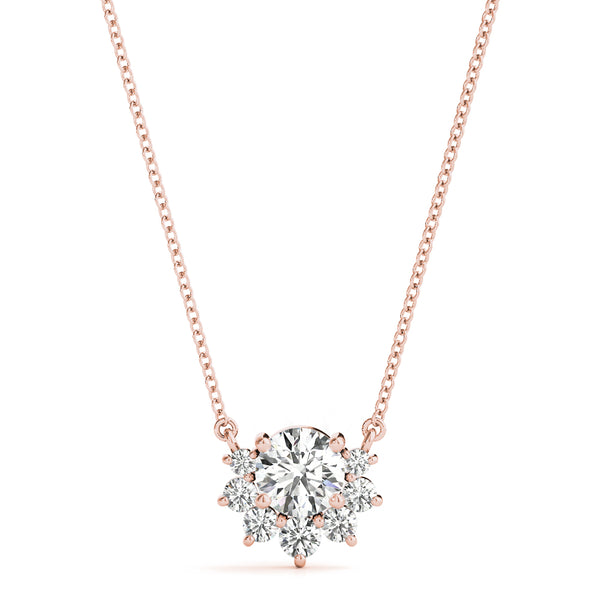 Rose gold Round Cluster Diamond Pendant with Prong Setting
