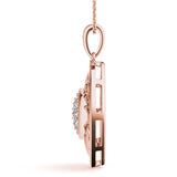 Rose gold Round Cluster Diamond Prong Set Pendant 2