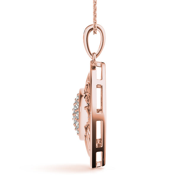 Rose gold Round Cluster Diamond Prong Set Pendant
