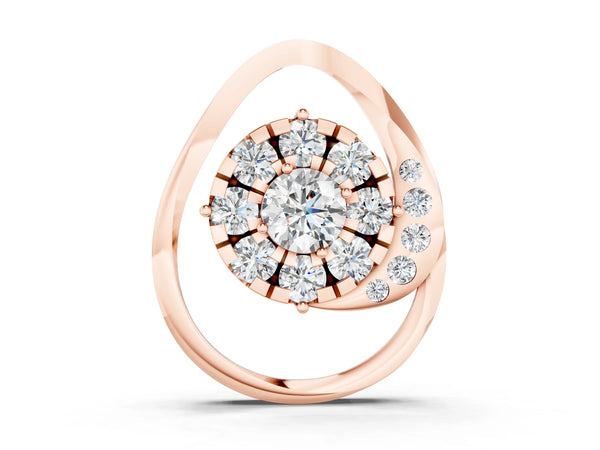Rose gold Round Cluster Diamond Prong-Set Teardrop Pendant