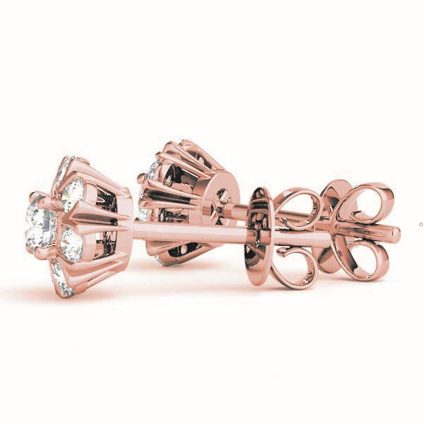 Rose gold Round Cluster Diamond Stud Earrings with Prong Setting 2