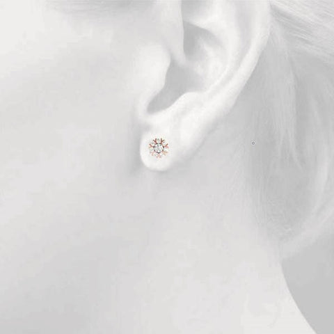 Rose gold Round Cluster Diamond Stud Earrings with Prong Setting 3