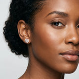 Rose gold Round Cluster Diamond Stud Earrings with Prong Setting_8