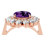 Rose gold Round Cut Amethyst Floral Double Halo Engagement Ring with Prong Setting_64