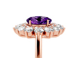 Rose gold Round Cut Amethyst Floral Double Halo Engagement Ring with Prong Setting_65