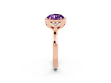 Rose gold Round Cut Amethyst Halo Ring with Tapered Band and Four-Prong Setting_2
