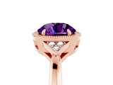 Rose gold Round Cut Amethyst Halo Ring with Tapered Band and Four-Prong Setting_5