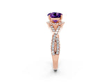 Rose gold Round Cut Amethyst  Halo Twist Band Solitaire Prong Setting Ring_26