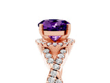 Rose gold Round Cut Amethyst  Halo Twist Band Solitaire Prong Setting Ring_29