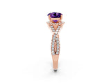 Rose gold Round Cut Amethyst  Halo Twist Band Solitaire Prong Setting Ring_44