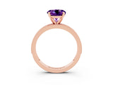 Rose gold Round Cut Amethyst Milgrain Pavé Engagement Ring with Four-Prong Setting_3