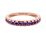 Rose gold Round Cut Amethyst Pavé Set Thin Band