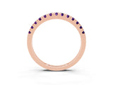 Rose gold Round Cut Amethyst Pavé Set Thin Band_3
