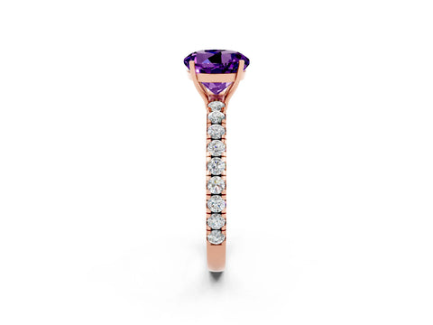 Rose gold Round Cut Amethyst Pavé Solitaire Engagement Ring with Four-Prong Setting_14