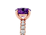 Rose gold Round Cut Amethyst Pavé Solitaire Ring with Round Band and Prong Setting_29