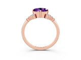 Rose gold Round Cut Amethyst Ring with Side Stones and Four-Prong Setting_39