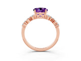 Rose gold Round Cut Amethyst Scattered Round Accent Ring with Prong Setting_15