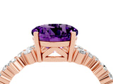 Rose gold Round Cut Amethyst Scattered Round Accent Ring with Prong Setting_16