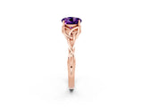 Rose gold Round Cut Amethyst Solitaire Celtic Knot Ring with Four-Prong Setting_14