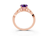 Rose gold Round Cut Amethyst Solitaire Celtic Knot Ring with Four-Prong Setting_15