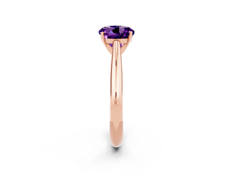 Rose gold Round Cut Amethyst Solitaire Engagement Ring with Cathedral Setting and Four-Prong Mount_14