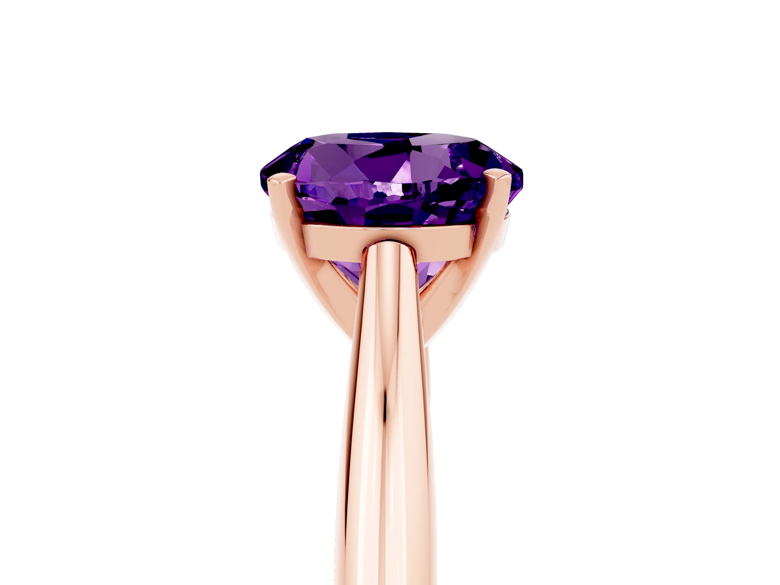 Rose gold Round Cut Amethyst Solitaire Engagement Ring with Cathedral Setting and Four-Prong Mount_17
