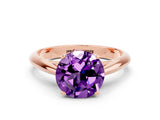 Rose gold Round Cut Amethyst Solitaire Engagement Ring with Cathedral Setting and Four-Prong Mount_30