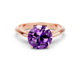 Rose gold Round Cut Amethyst Solitaire Engagement Ring with Cathedral Setting and Four-Prong Mount_72