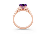 Rose gold Round Cut Amethyst Solitaire Engagement Ring with Cathedral Setting and Four-Prong Mount_75