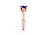 Rose gold Round Cut Amethyst Solitaire Engagement Ring with Celtic Knot Band and Four-Prong Setting_2