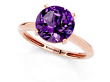 Rose gold Round Cut Amethyst Solitaire Engagement Ring with Classic Band and Four-Prong Setting_25