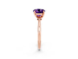 Rose gold Round Cut Amethyst Solitaire Engagement Ring with Classic Band and Four-Prong Setting_26