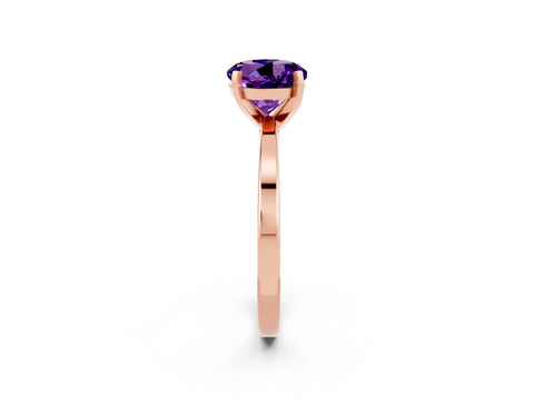 Rose gold Round Cut Amethyst Solitaire Engagement Ring with Classic Band and Four-Prong Setting_26